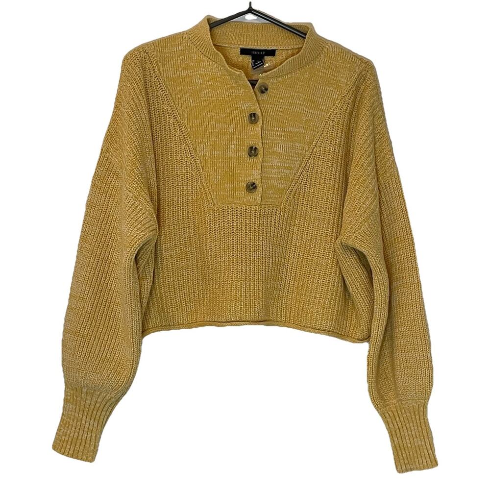 Henley Sweater Womens Large School Campus Cozy Chunky Boxy Fit Oversized College